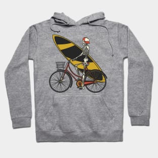 Surfer Skeleton on a Bike Hoodie